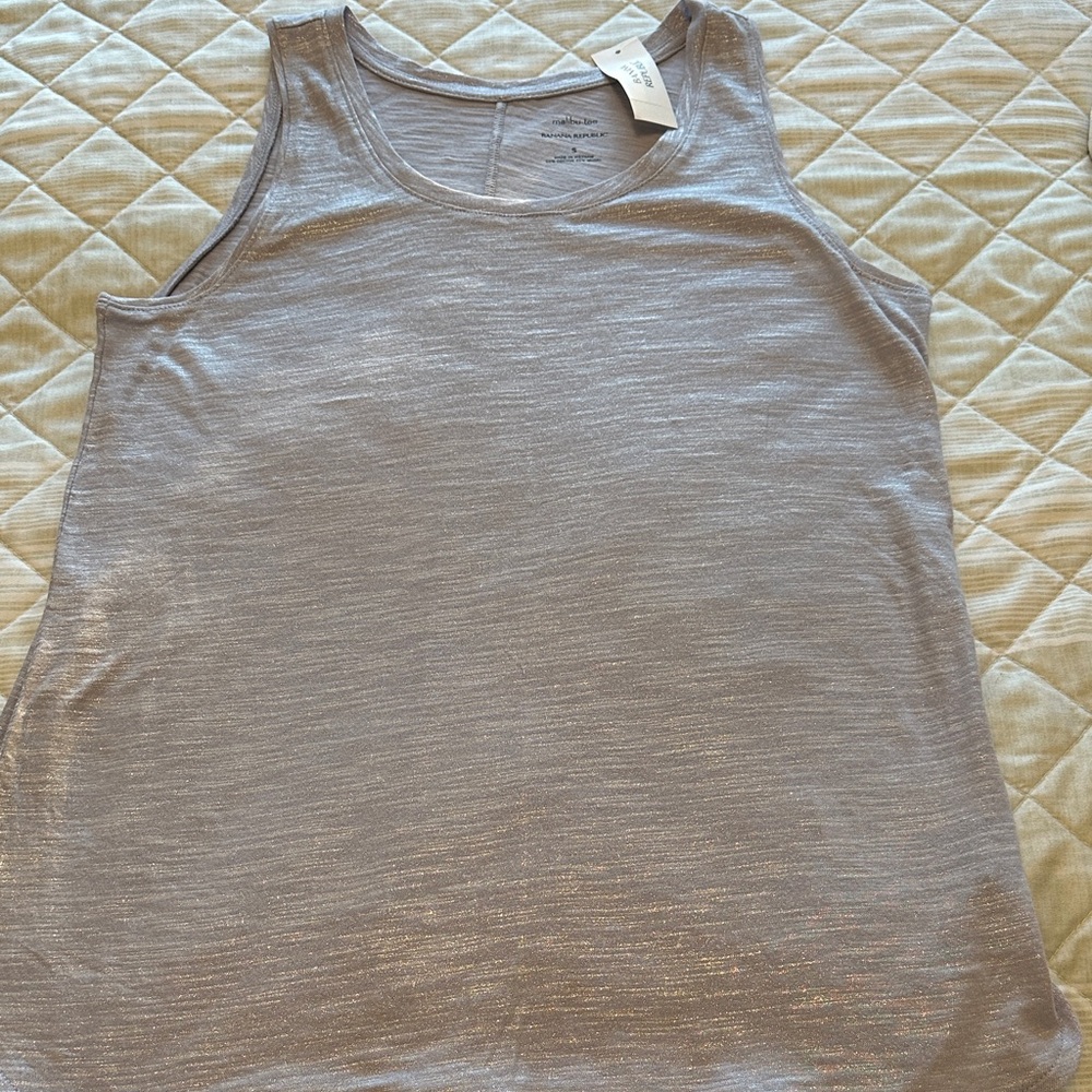 Banana Republic Metallic Silver Tank Top